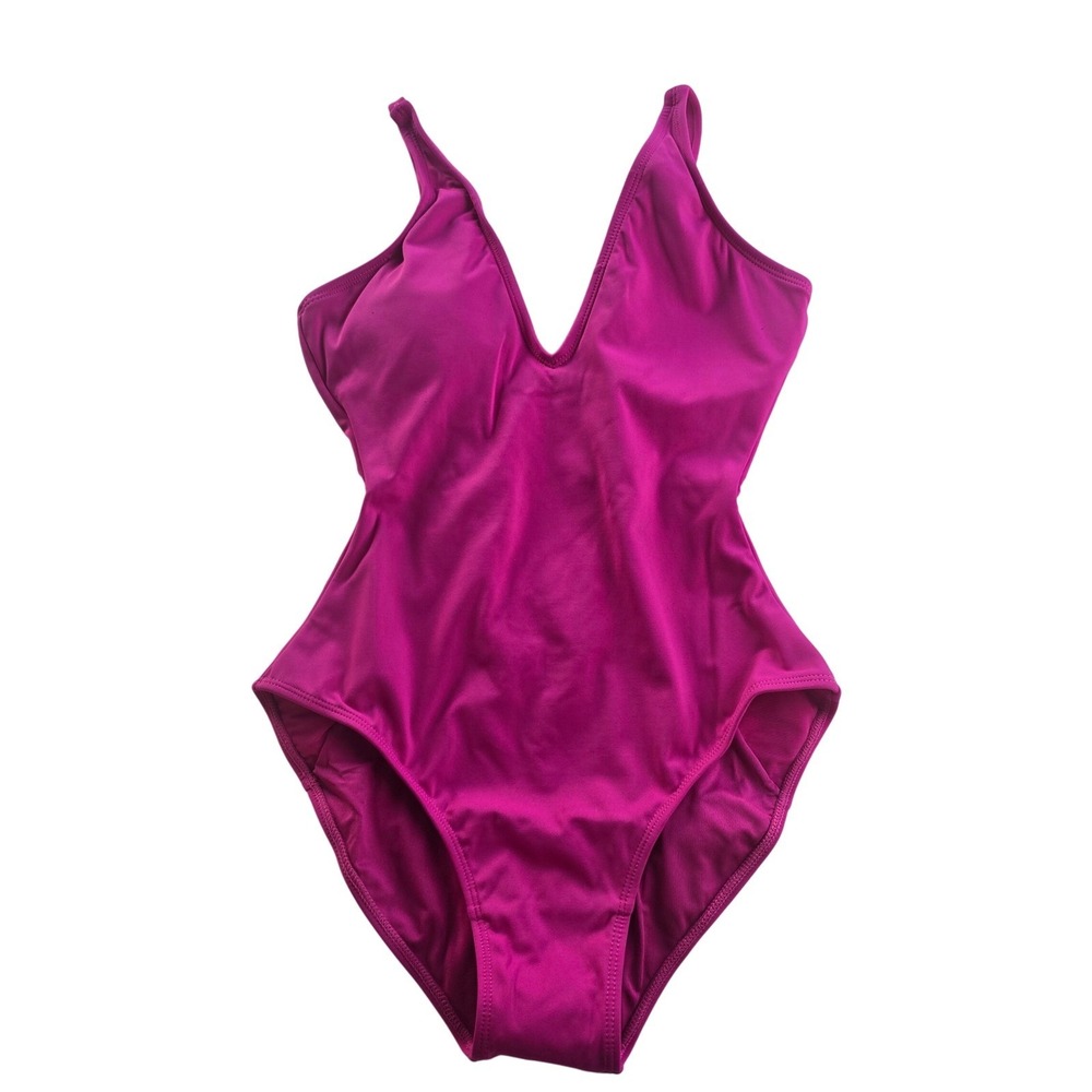 TA3 NWT Plungey Pink One Piece Swimsuit Lace Up Back TA304S 4.0 Size XS Short